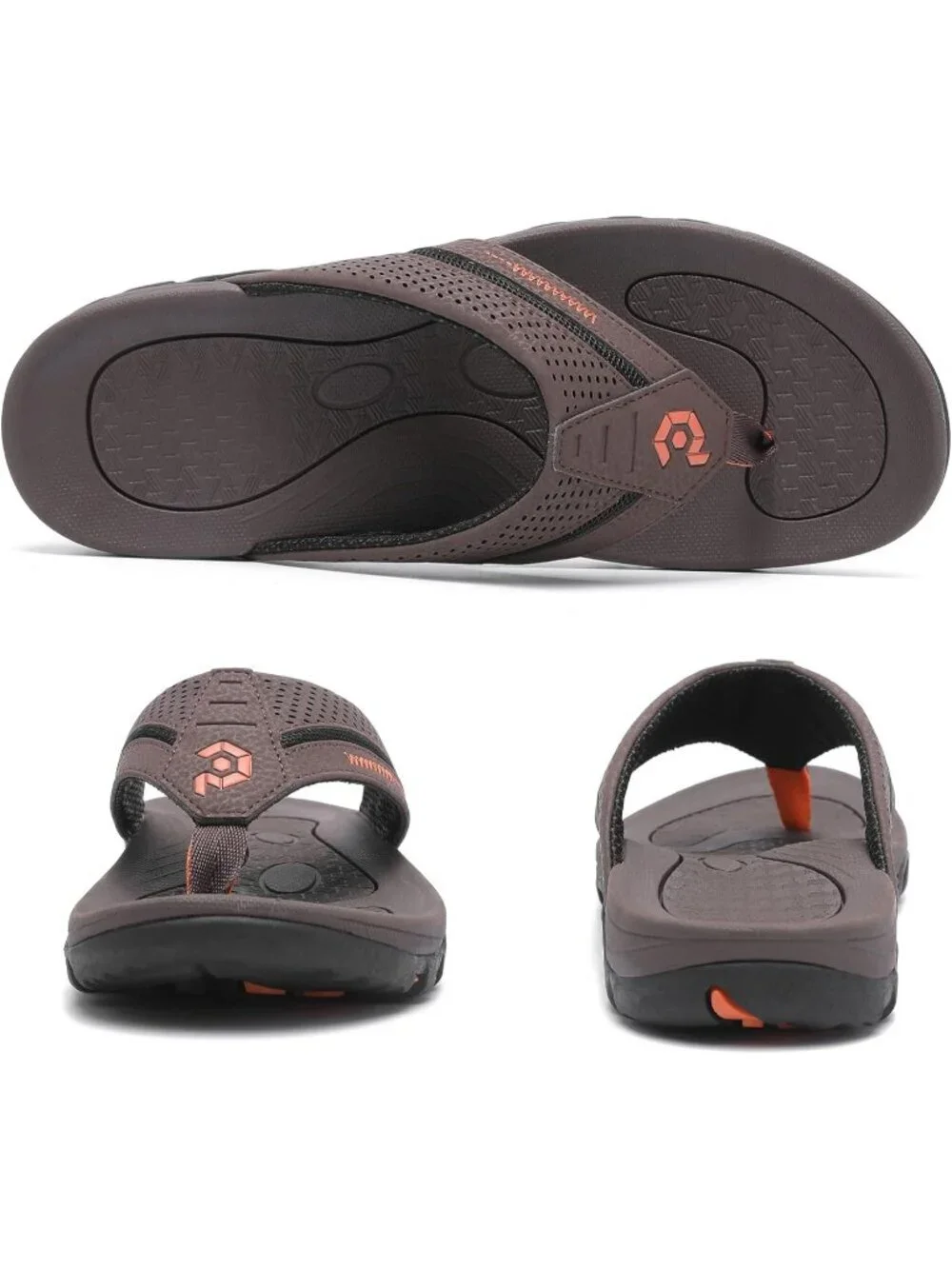 Men's Brown Flip-flops Thongs Sandals Durable Comfort Slippers For Casual